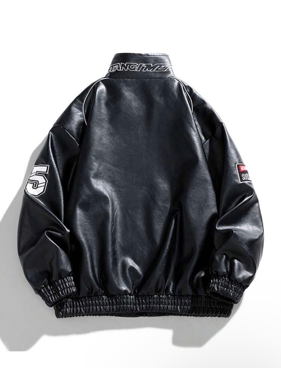 Men Long Sleeve Printed PU Leather Jacket, For Fall, Grunge