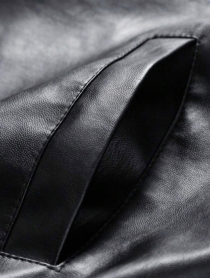 Men Long Sleeve Printed PU Leather Jacket, For Fall, Grunge
