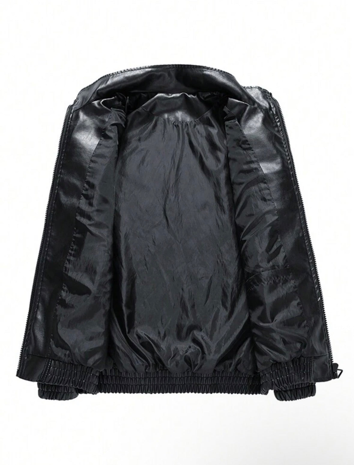 Men Long Sleeve Printed PU Leather Jacket, For Fall, Grunge